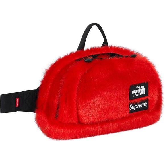 Supreme The North Face Red Faux Fur Waist Bag New Authentic - Picture 1 of 7